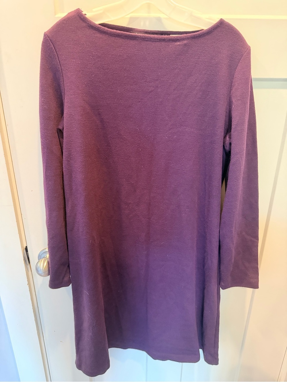 Nina Leonard Plum Purple Sweater Dress Large Long Sleeve Shift Tunic Soft Cozy